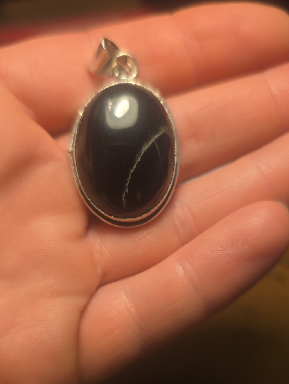 Classic Black Onyx Oval Pendant Necklace - Women Jewelry
